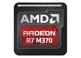 AMD Radeon R7 M370 1"x1" Insignia de caja abovedada con efecto cromado / Logotipo adhesivo