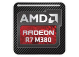 AMD Radeon R7 M380 1"x1" Insignia de caja abovedada con efecto cromado / Logotipo adhesivo