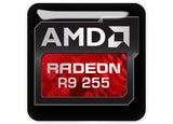 AMD Radeon R9 255 1"x1" Insignia de caja abovedada con efecto cromado / Logotipo adhesivo