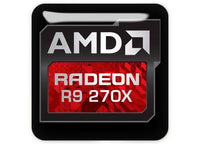 AMD Radeon R9 270X 1"x1" Chrome Effect Domed Case Badge / Sticker Logo