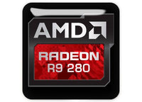 AMD Radeon R9 280 1"x1" Insignia de caja abovedada con efecto cromado / Logotipo adhesivo
