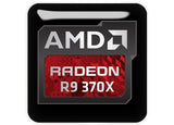 AMD Radeon R9 370X 1"x1" Insignia de caja abovedada con efecto cromado / Logotipo adhesivo