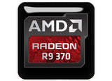 AMD Radeon R9 370 1"x1" Insignia de caja abovedada con efecto cromado / Logotipo adhesivo