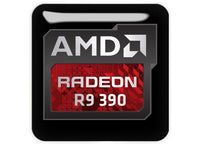 AMD Radeon R9 390 1"x1" Badge de boîtier bombé effet chromé / Logo autocollant