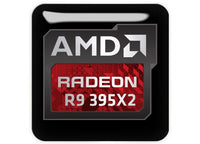 AMD Radeon R9 395X2 1"x1" Chrome Effect Domed Case Badge / Sticker Logo
