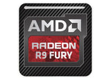 Insignia/logotipo adhesivo de caja abovedada con efecto cromado de AMD Radeon R9 Fury de 1"x1"