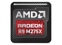 AMD Radeon R9 M275X 1"x1" Insignia de caja abovedada con efecto cromado / Logotipo adhesivo