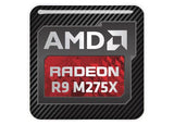 AMD Radeon R9 M275X 1"x1" Insignia de caja abovedada con efecto cromado / Logotipo adhesivo