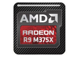 AMD Radeon R9 M375X 1"x1" Insignia de caja abovedada con efecto cromado / Logotipo adhesivo