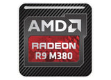 AMD Radeon R9 M380 1"x1" Insignia de caja abovedada con efecto cromado / Logotipo adhesivo