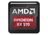AMD Radeon RX 570 1"x1" Insignia de caja abovedada con efecto cromado / Logotipo adhesivo