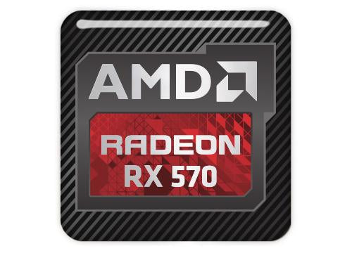 AMD Radeon RX 570 1"x1" Chrome Effect Domed Case Badge / Sticker Logo