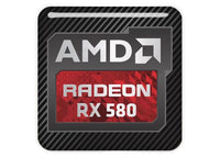 AMD Radeon RX 580 1"x1" Chrome Effect Domed Case Badge / Sticker Logo