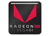 AMD Radeon RX VEGA 64 1"x1" Insignia de caja abovedada con efecto cromado / Logotipo adhesivo