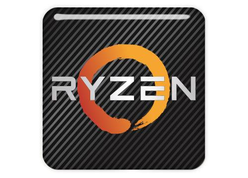 AMD Ryzen 1"x1" Chrome Effect Domed Case Badge / Sticker Logo
