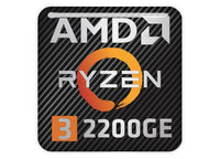 AMD Ryzen 3 2200GE 1"x1" Badge de boîtier bombé effet chromé / Logo autocollant