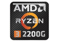 AMD Ryzen 3 2200G 1"x1" Chrome Effect Domed Case Badge / Sticker Logo