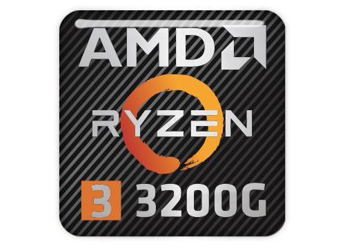 AMD Ryzen 3 3200G 1"x1" Chrome Effect Domed Case Badge / Sticker Logo