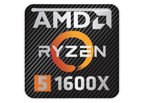 AMD Ryzen 5 1600X 1"x1" Chrome Effect Domed Case Badge / Sticker Logo