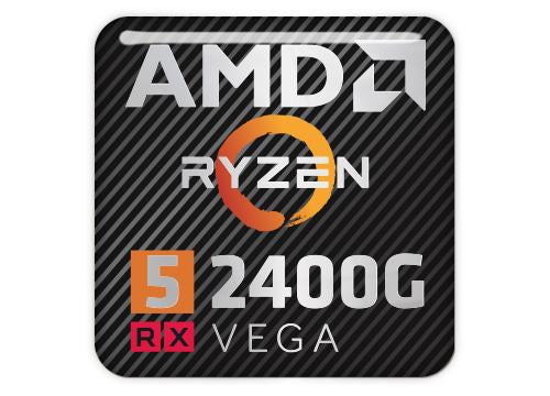 AMD Ryzen 5 2400G RX Vega 1"x1" Chrome Effect Domed Case Badge / Sticker Logo