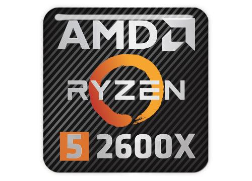 AMD Ryzen 5 2600X 1"x1" Chrome Effect Domed Case Badge / Sticker Logo