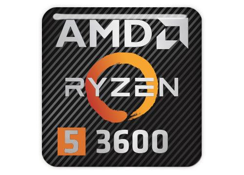 AMD Ryzen 5 3600 1"x1" Chrome Effect Domed Case Badge / Sticker Logo