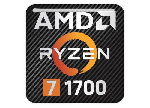 AMD Ryzen 7 1700 1"x1" Badge de boîtier bombé effet chromé / Logo autocollant
