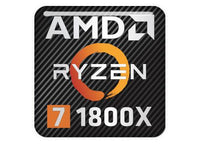AMD Ryzen 7 1800X 1"x1" Chrome Effect Domed Case Badge / Sticker Logo