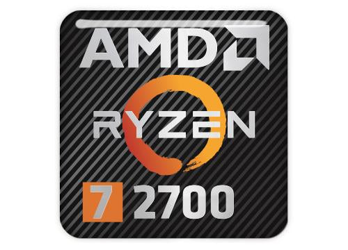 AMD Ryzen 7 2700 1"x1" Badge de boîtier bombé effet chromé / Logo autocollant