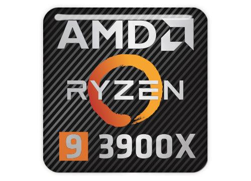 AMD Ryzen 9 3900X 1"x1" Badge de boîtier bombé effet chromé / Logo autocollant