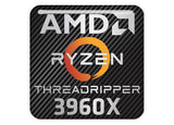 AMD Ryzen Threadripper 3960X 1"x1" Insignia de caja abovedada con efecto cromado / Logotipo adhesivo