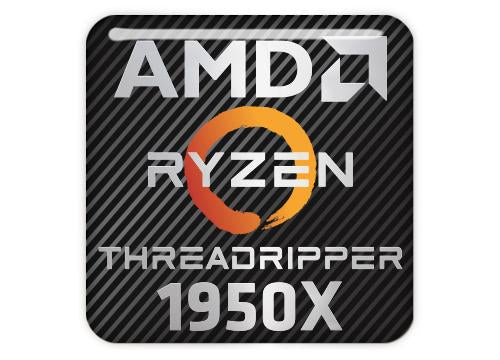 AMD Ryzen Threadripper 1950X 1"x1" Chrome Effect Domed Case Badge / Sticker Logo