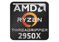 AMD Ryzen Threadripper 2950X 1"x1" Badge de boîtier bombé effet chromé / Logo autocollant
