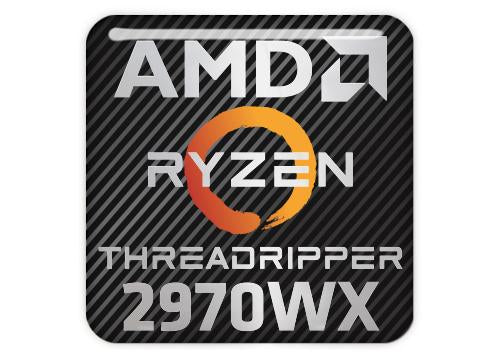 AMD Ryzen Threadripper 2970WX 1"x1" Chrome Effect Domed Case Badge / Sticker Logo