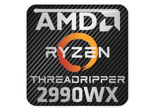 AMD Ryzen Threadripper 2990WX 1"x1" Chrome Effect Domed Case Badge / Sticker Logo