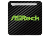 Insignia/logotipo adhesivo de caja abovedada con efecto cromado de 1"x1" de ASRock verde