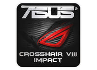 ASUS ROG Crosshair VIII Impact 1"x1" Chrome Effect Domed Case Badge / Sticker Logo