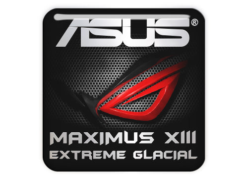 ASUS ROG Maximus XIII Extreme Glacial 1"x1" Chrome Effect Domed Case Badge / Sticker Logo