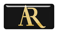 Acoustic Research AR Gold 2"x1" Chrome Effect Domed Case Badge / Sticker Logo