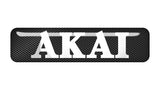 Insignia/logotipo adhesivo de caja abovedada con efecto cromado de 2"x0,5" de Akai