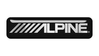 Insignia/logotipo adhesivo de caja abovedada con efecto cromado Alpine de 2"x0,5"