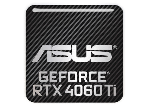 Asus GeForce RTX 4060 Ti 1"x1" Chrome Effect Domed Case Badge / Sticker Logo
