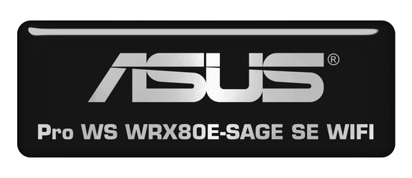 Asus Pro WS WRX80E-SAGE SE WIFI 2"x0.5" Chrome Effect Domed Case Badge / Sticker Logo