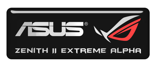 Asus ROG Zenith II Extreme Alpha 2.75"x1" Chrome Effect Domed Case Badge / Sticker Logo