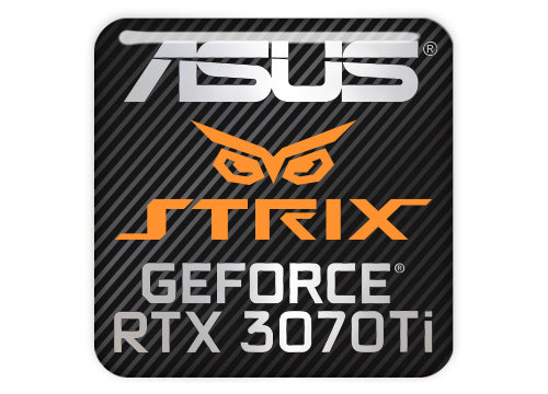 Asus Strix GeForce RTX 3070 Ti 1"x1" Chrome Effect Domed Case Badge / Sticker Logo