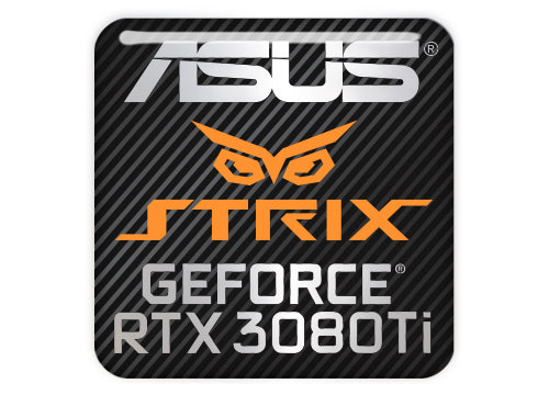 Asus Strix GeForce RTX 3080 Ti 1"x1" Chrome Effect Domed Case Badge / Sticker Logo