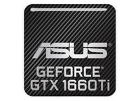Asus GeForce GTX 1660 Ti 1"x1" Chrome Effect Domed Case Badge / Sticker Logo