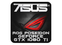 Asus ROG Poseidon GTX 1080 Ti 1"x1" Chrome Effect Domed Case Badge / Sticker Logo
