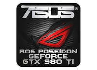 Asus ROG Poseidon GTX 980 Ti 1"x1" Chrome Effect Domed Case Badge / Sticker Logo