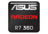 Asus Radeon R7 360 1"x1" Badge de boîtier bombé effet chromé / Logo autocollant
